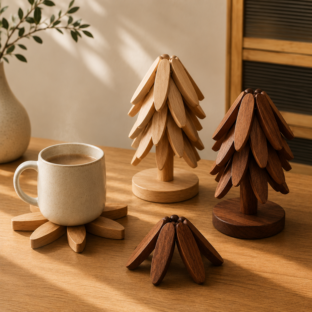 Evoria® TreeNest™ | Houten Onderzetter Set